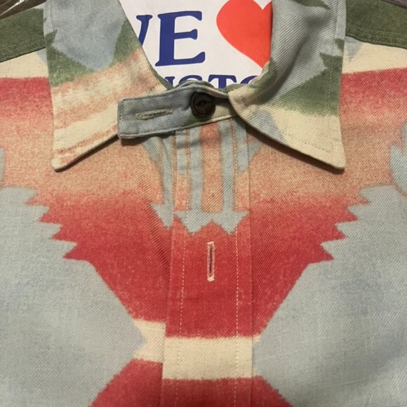 Vintage Ralph Lauren Polo Western Aztec Print Shirt - Rare Blue Tag Size Small - Picture 5 of 11